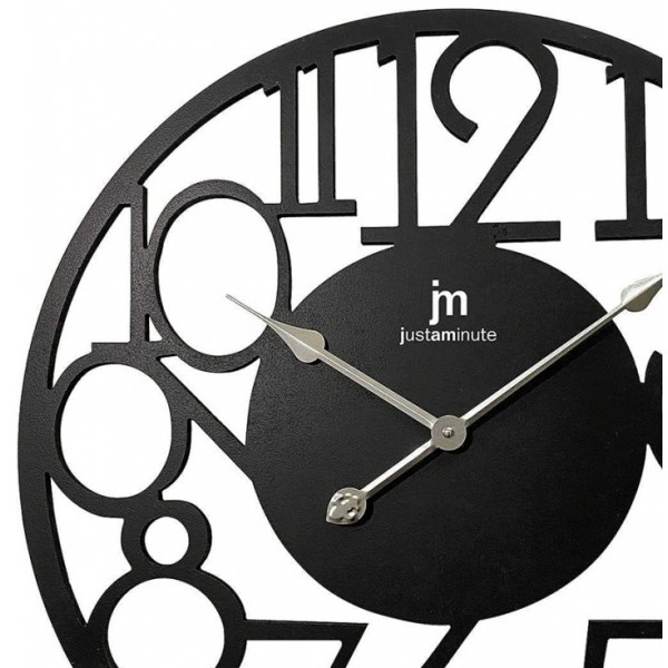 Ρολόι Τοίχου Justaminute 21537 Μαύρο Ανάγλυφο Ξύλο 60cm