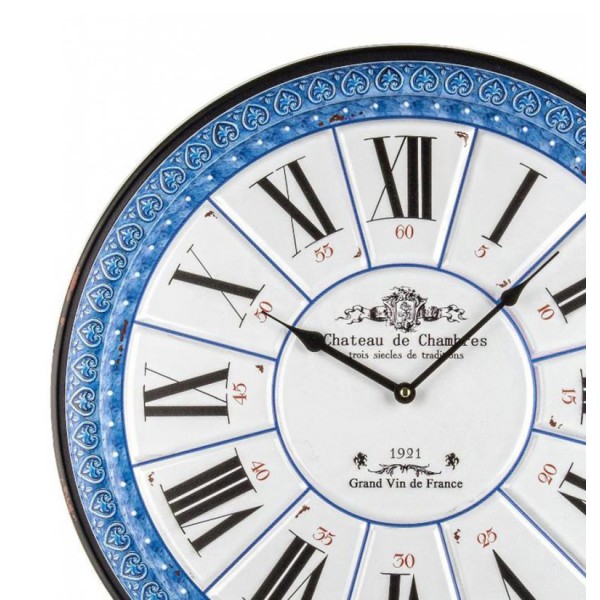 Ρολόι Τοίχου Justaminute 21515 Γαλάζιο Μεταλλικό 55cm