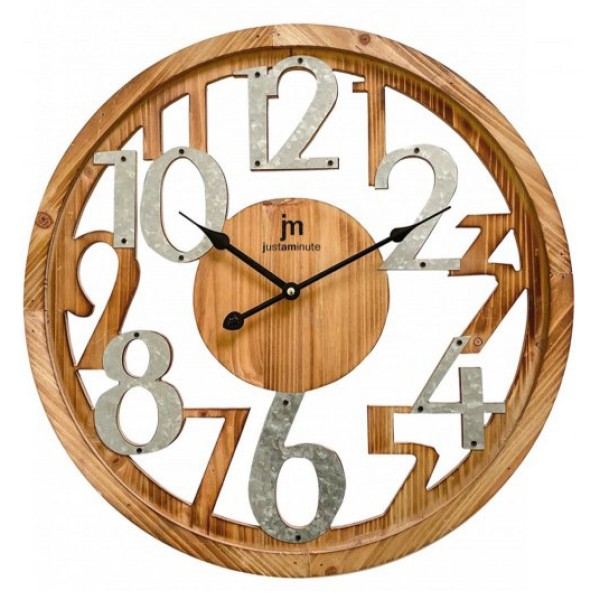 Ρολόι Τοίχου Justaminute 21538 Ανάγλυφο Ξύλο 50cm