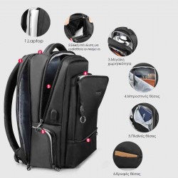 Backpack Σακίδιο Πλάτης Μαύρο TIGERNU T-B3585 15.6"