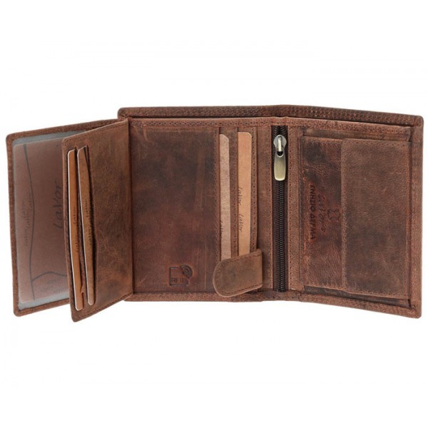Ανδρικό Δερμάτινο Πορτοφόλι Lavor 1-2127 Καφέ