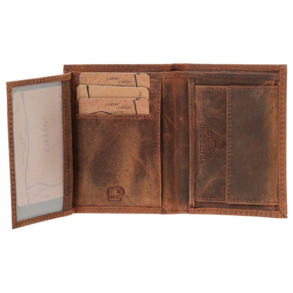 Ανδρικό Δερμάτινο Πορτοφόλι Lavor 1-2132 Καφέ