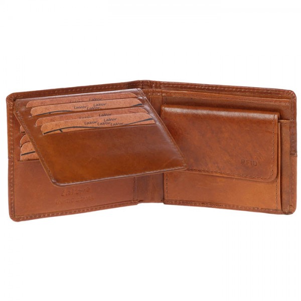 Ανδρικό Δερμάτινο Πορτοφόλι LAVOR 1-3227CQ Ταμπά