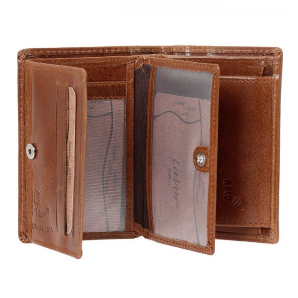 Ανδρικό Δερμάτινο Πορτοφόλι Lavor 1-3807CQ Ταμπά