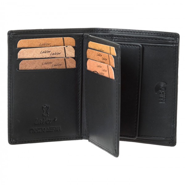 Ανδρικό Δερμάτινο Πορτοφόλι LAVOR 1-6089BK Μαύρο