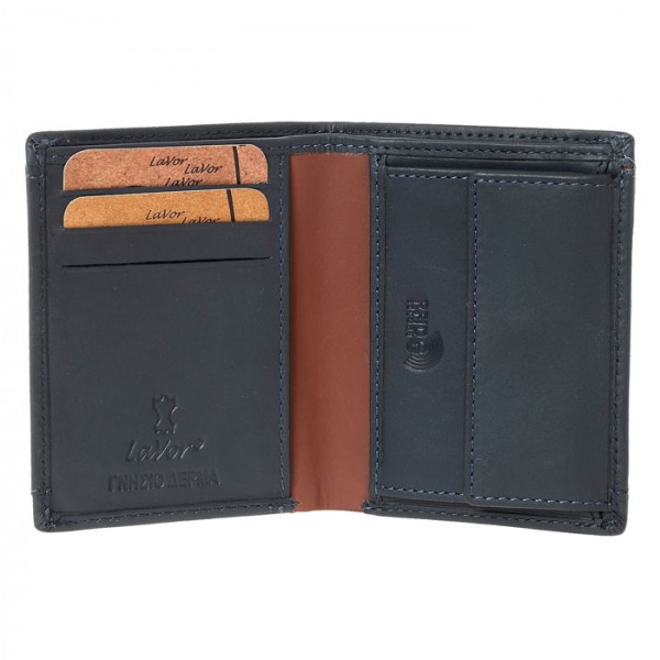 Ανδρικό Δερμάτινο Πορτοφόλι LAVOR 1-6091BLU Μπλε