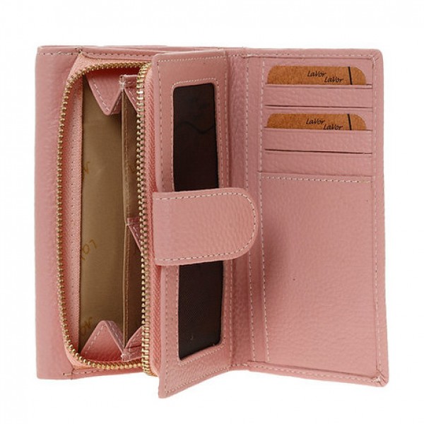 Γυναικείο Δερμάτινο Πορτοφόλι Lavor 1-6158PN Ροζ