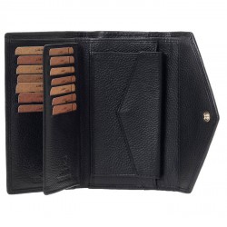 Γυναικείο Δερμάτινο Πορτοφόλι LAVOR 1-6072BK Μαύρο