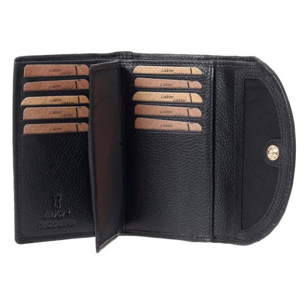 Γυναικείο Δερμάτινο Πορτοφόλι LAVOR 1-6074BK Μαύρο