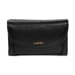 Γυναικείο Δερμάτινο Πορτοφόλι LAVOR 1-6015BK Μαύρο
