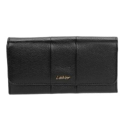 Γυναικείο Δερμάτινο Πορτοφόλι LAVOR 1-6018BK Μαύρο