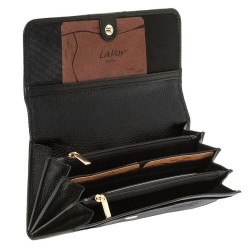 Γυναικείο Δερμάτινο Πορτοφόλι LAVOR 1-6018BK Μαύρο