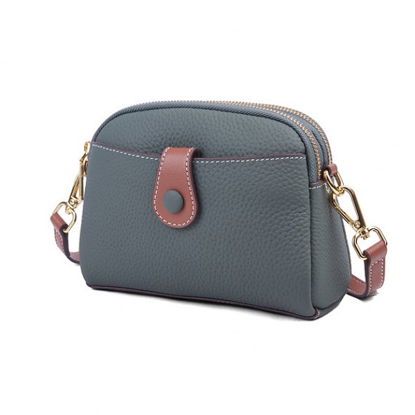 Δερμάτινη Γυναικεία Τσάντα Ώμου / Χιαστί Lavor 1-802GR Γκρι