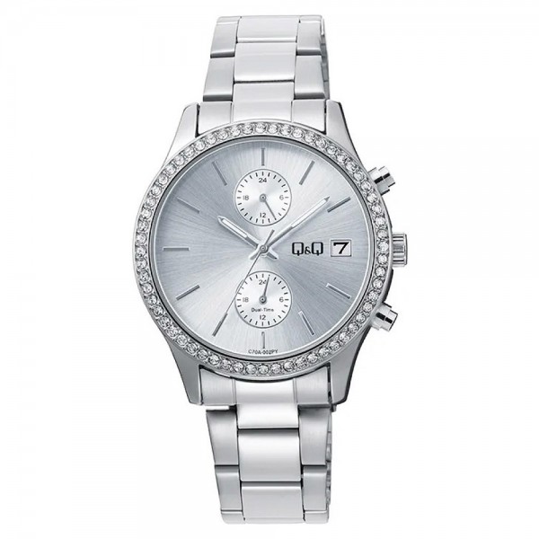 Ρολόι Χειρός Q&Q C70A-002PY Πολλαπλών Ενδείξεων