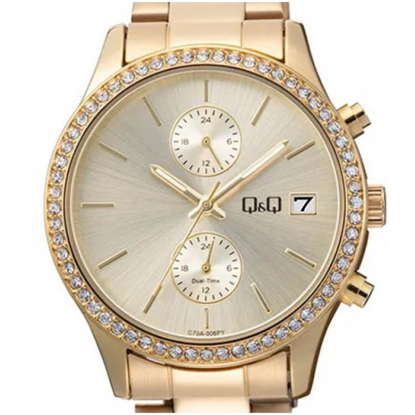 Ρολόι Χειρός Q&Q C70A-006PY Πολλαπλών Ενδείξεων