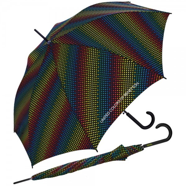 Benetton 59063 Μαύρη Πουάν Αυτόματη Ομπρέλα Μπαστούνι