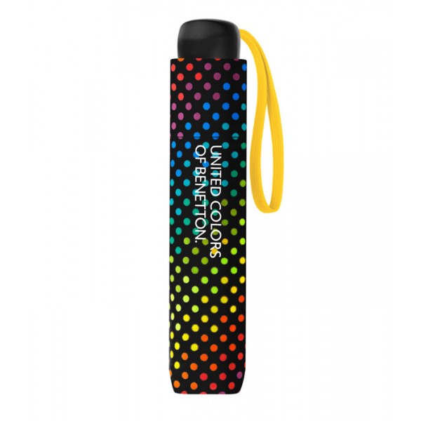 Benetton 59064 Μαύρη Πουάν Χειροκίνητη Ομπρέλα Βροχής