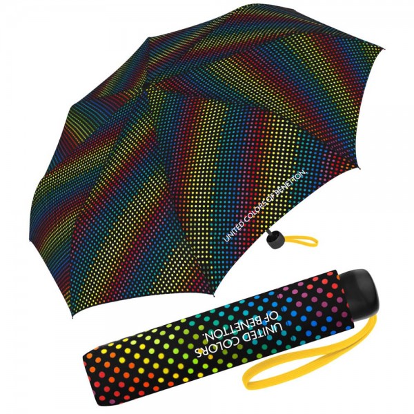 Benetton 59064 Μαύρη Πουάν Χειροκίνητη Ομπρέλα Βροχής