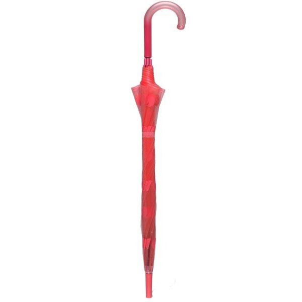 Happy Rain 40995 Αυτόματη Ομπρέλα Μπαστούνι Διαφανής Κόκκινη Πουάν