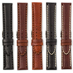 ΛΟΥΡΑΚI ΔΕΡΜΑΤΙΝΟ ΜΑΥΡΟ ΜΕ ΛΕΥΚΟ ΓΑΖΙ 0465BKW 22 mm