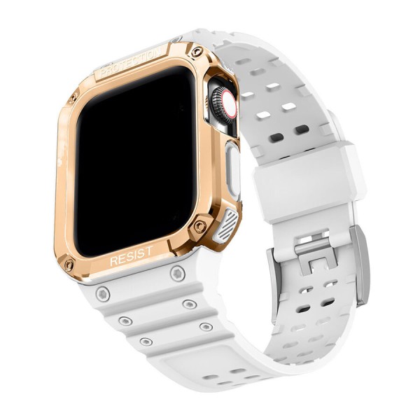 Λουράκι Θήκη για Smartwacth τύπου Apple Πλαστικό PU 8862WTRG 38/40/41mm Λευκό Ροζ/Χρυσό