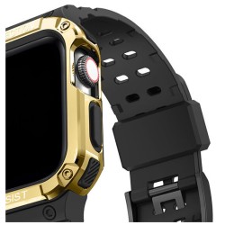 Λουράκι Θήκη για Smartwacth τύπου Apple Πλαστικό PU 8862BKGL 42/44/45mm Μαύρο/Χρυσό